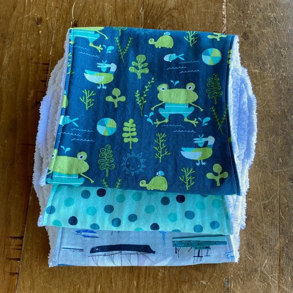 Brand new never used handmade baby boy burp cloths, soft and absorbent burp rags - Picture 2 of 10